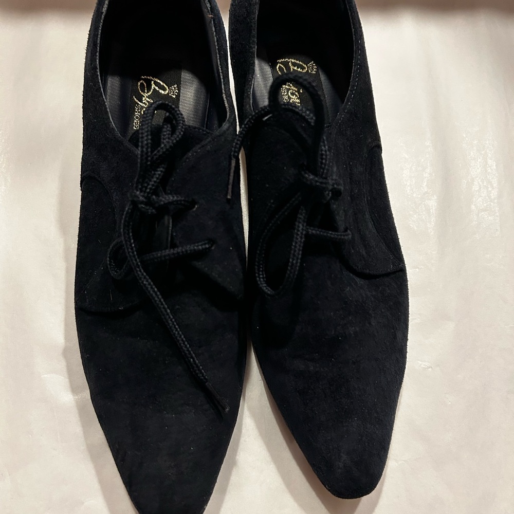 Vintage Black Suede Lace-Up Shoes